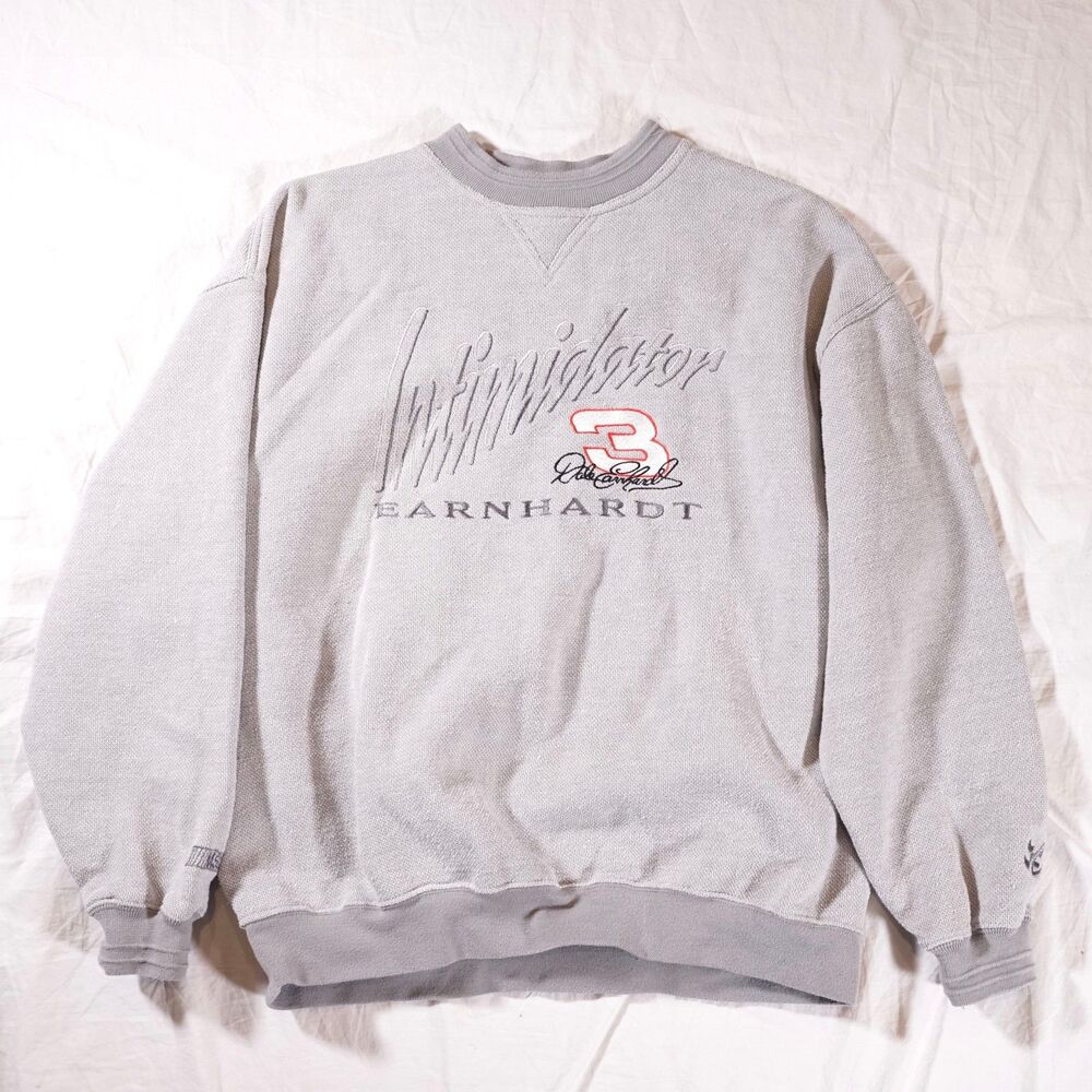Dale Earnhardt Intimidator Crewneck Sweatshirt Pique Knit Terry Cloth Spellout L